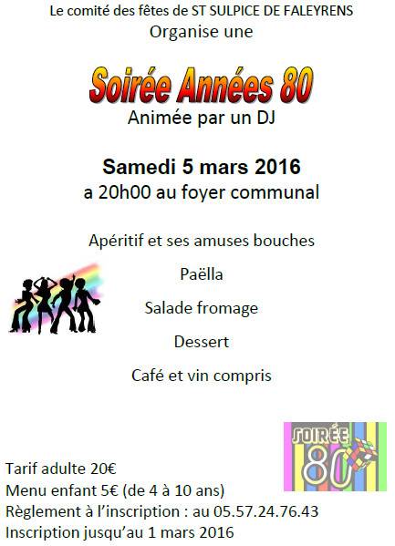 Soirée « années 80 »