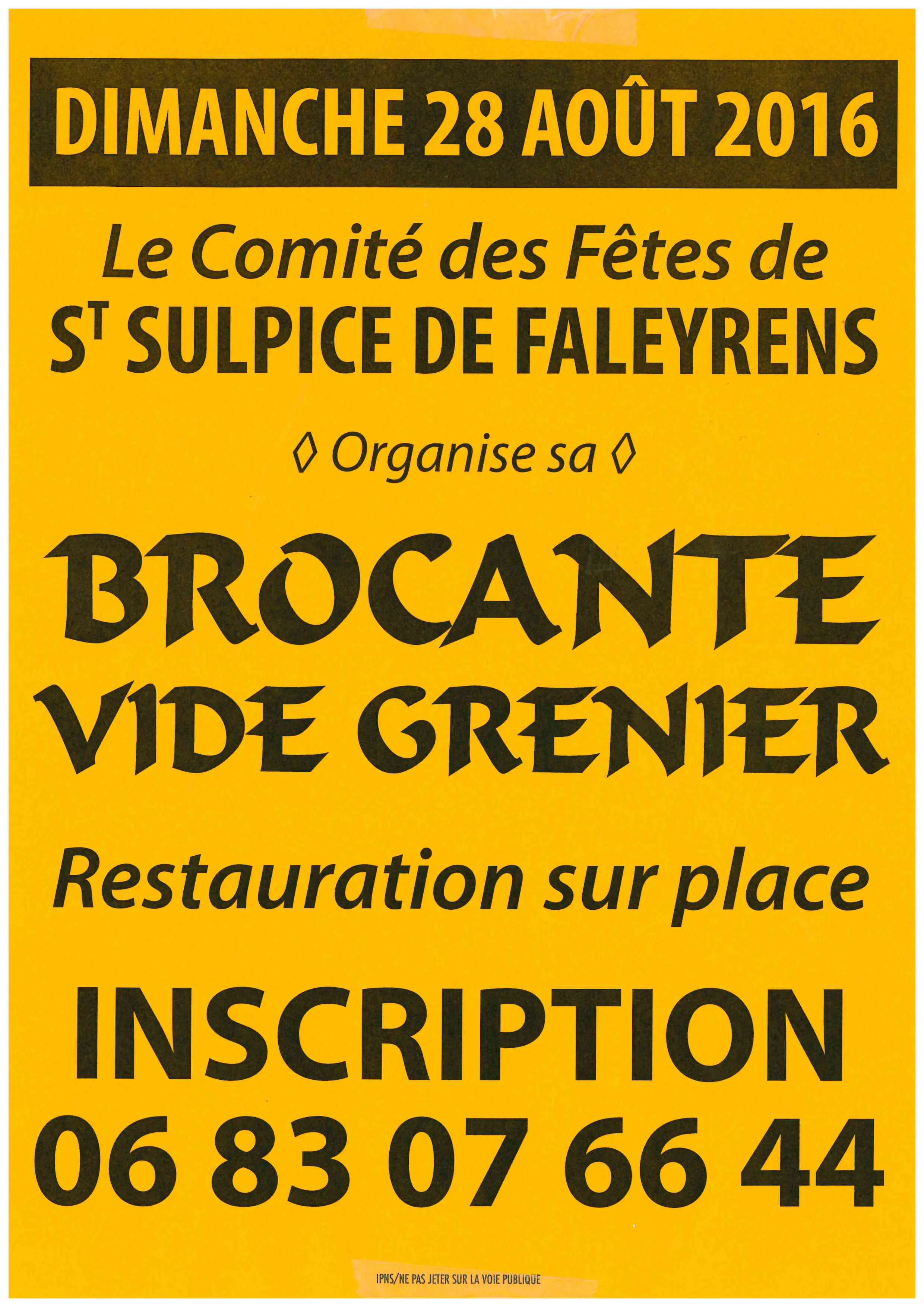 Brocante Vide Grenier le 28 aout