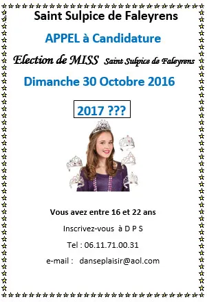 Deviens Miss Saint Sulpice !