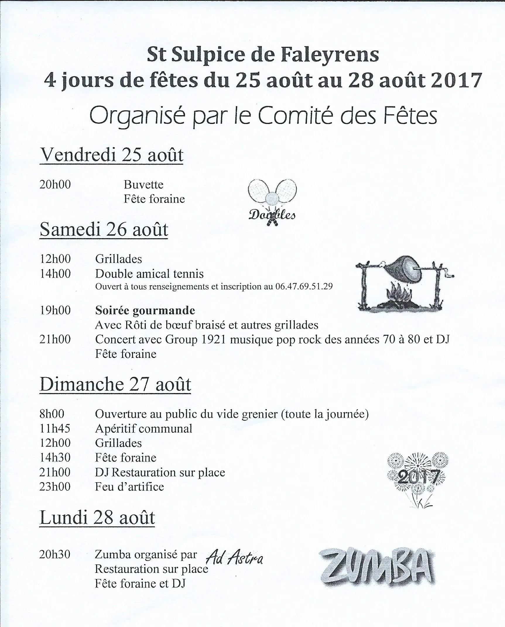 Découvrez le programme de la fête locale du 25 au 28 août 2017
