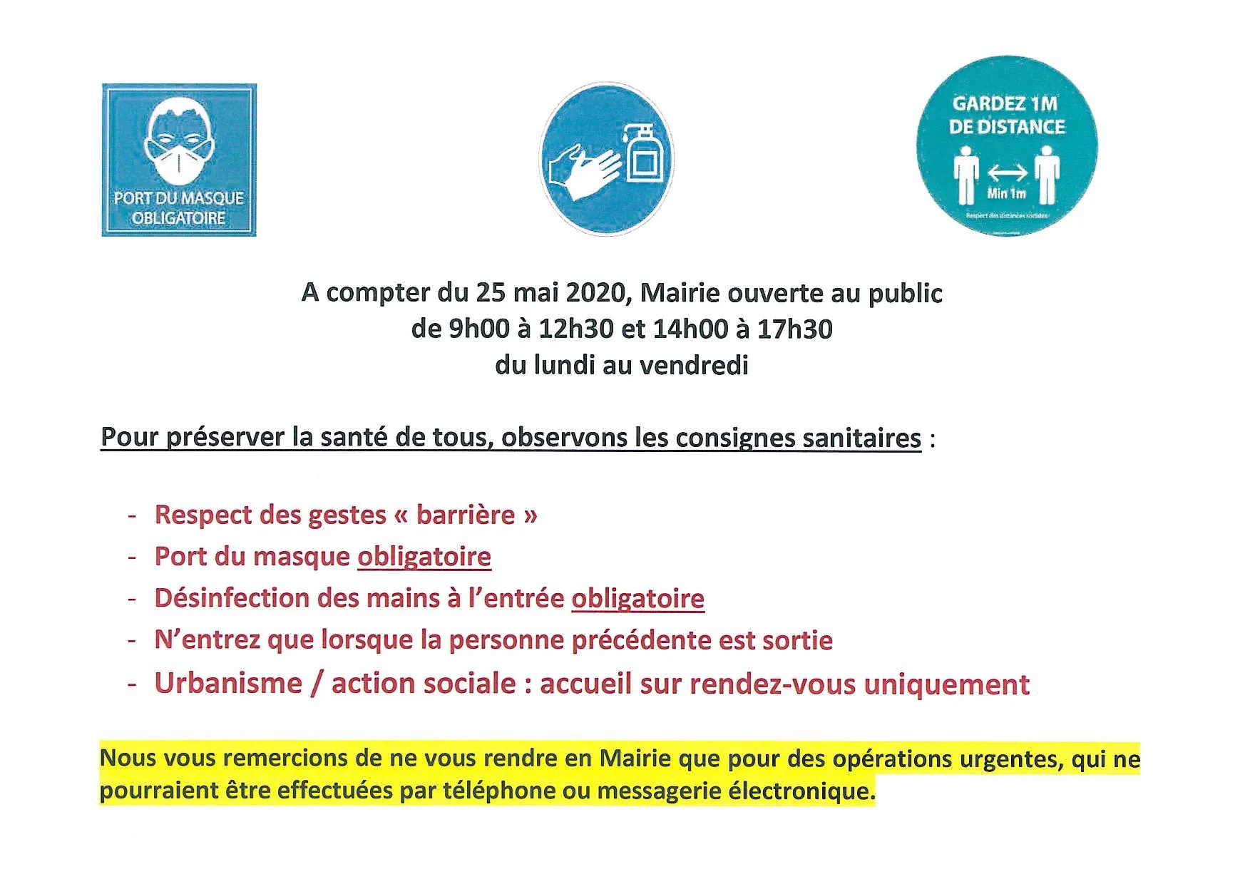 Ouverture de la mairie