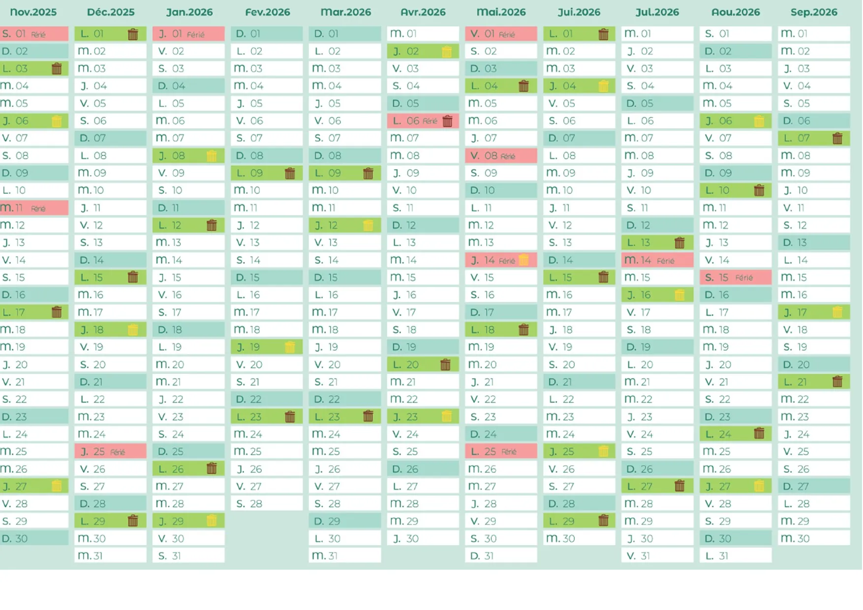 calendrier smicval